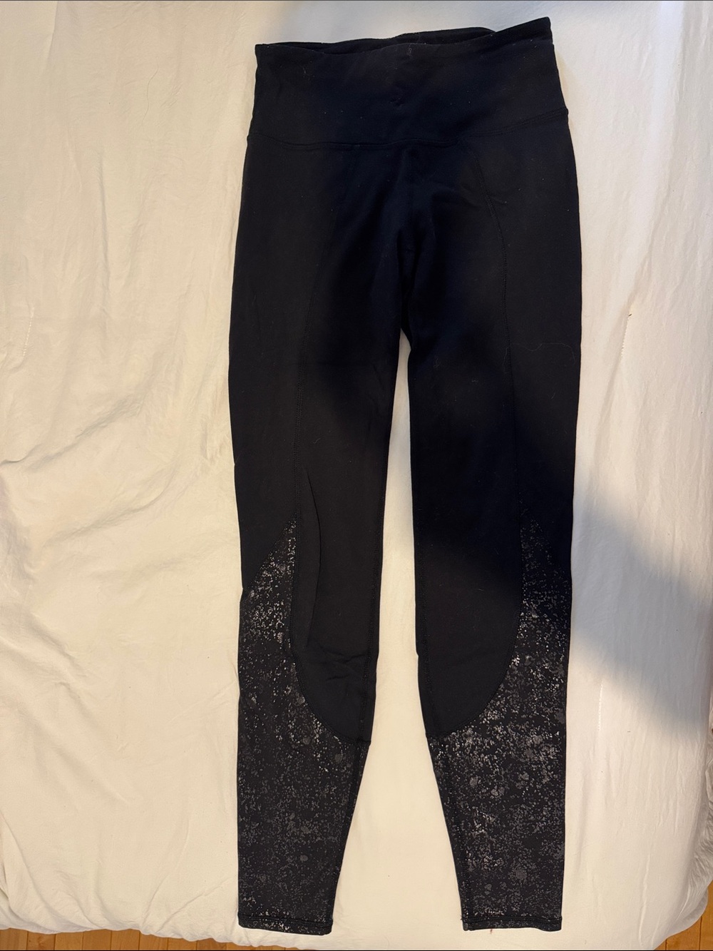 Athleta Black Leggings with Subtle Speckle Detail